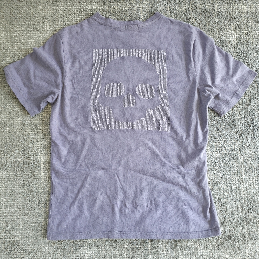 Bolongaro Trevor skull graphic t-shirt Purple Men Med Embroidered Skull On Back